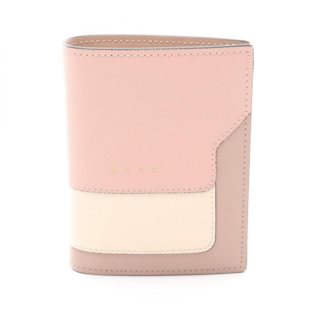 MARNI Bifold Wallet, Leather, Women's, Pink, Ivory, Gray, PFMOQ14U28